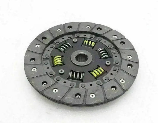 Clutch driven plate disk with springs and splined center hub, dark metal.