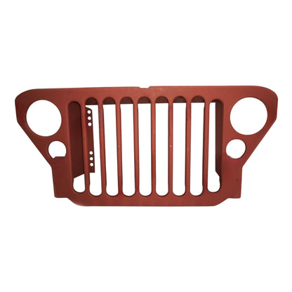 Jeep front grille, steel construction, suitable for custom vehicle upgrades and replacement parts.