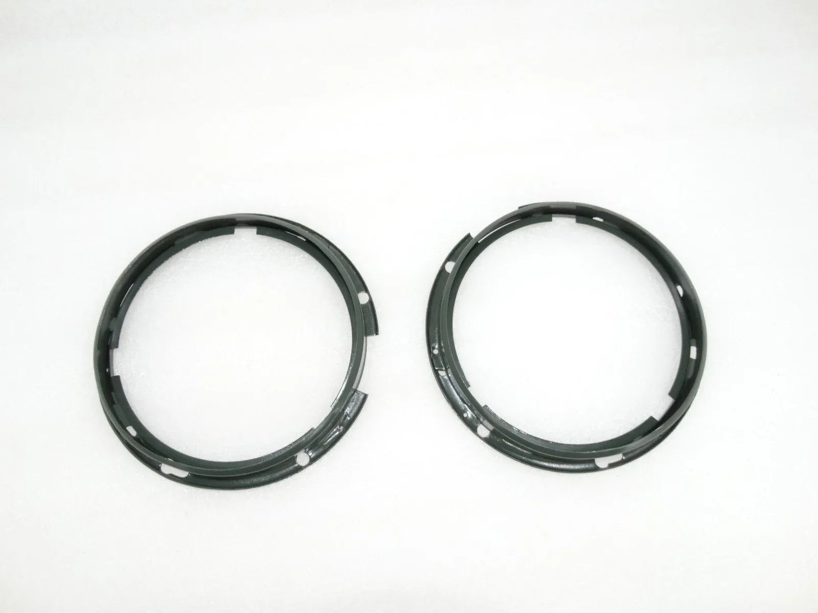 Headlight inner rim set, black metal rings, pair