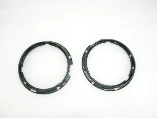 Headlight inner rim set, black metal rings, pair