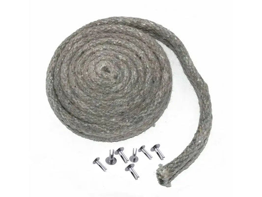 Hood bonnet welt kit with gray rolled welt strap and metal rivets