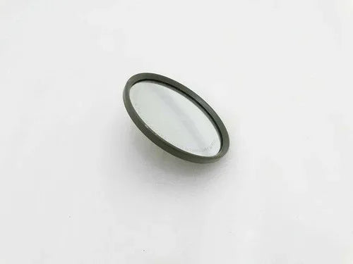 Oval 5-inch mirror with dark rim and reflective glass