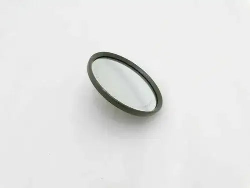 Oval 5-inch mirror with dark rim and reflective glass