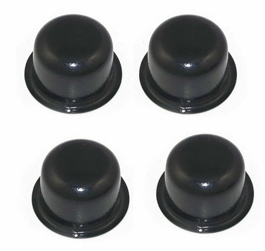 Black wheel hub dust caps, set of four, round rubber caps