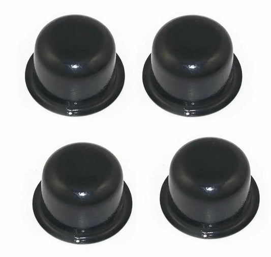 Black wheel hub dust caps, set of four, round rubber caps