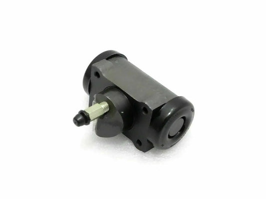 Front wheel brake cylinder assembly with metal body and black mounting flanges