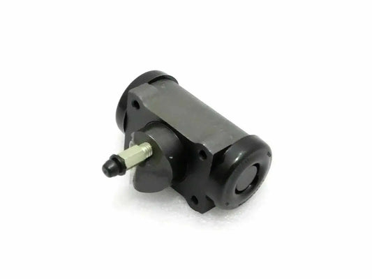 Front wheel brake cylinder assembly with metal body and black mounting flanges