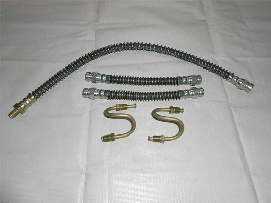 Brake hose pipe kit with metal hoses and fittings, braided lines and brass ends