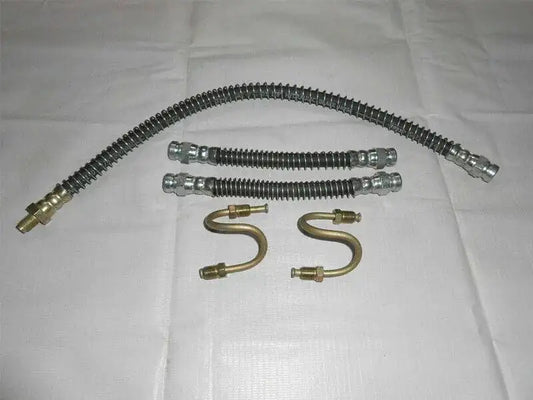 Brake hose pipe kit with metal hoses and fittings, braided lines and brass ends
