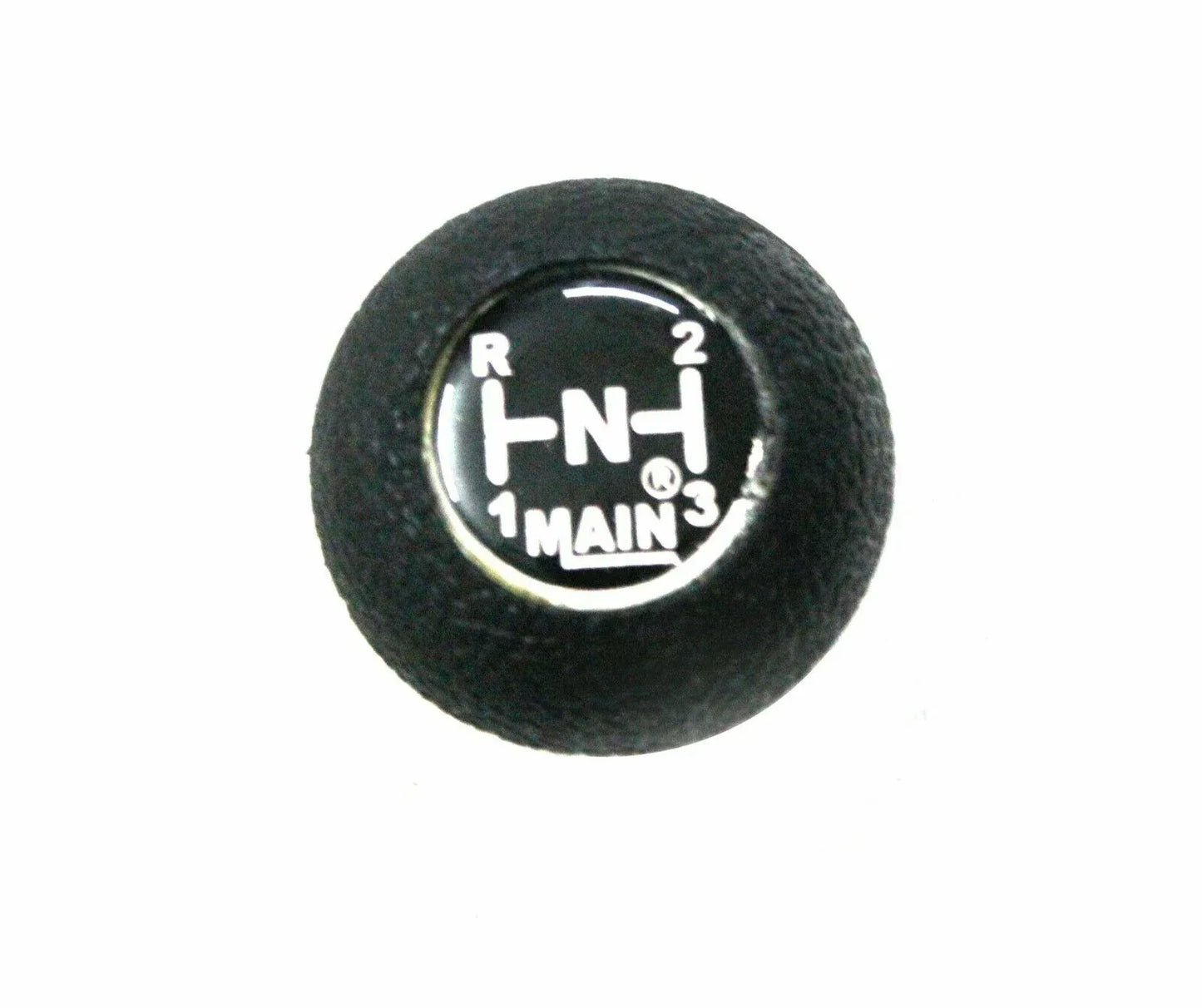 Black gear shift knob with circular gear-letter design showing R,2,N,H,1 and MAIN