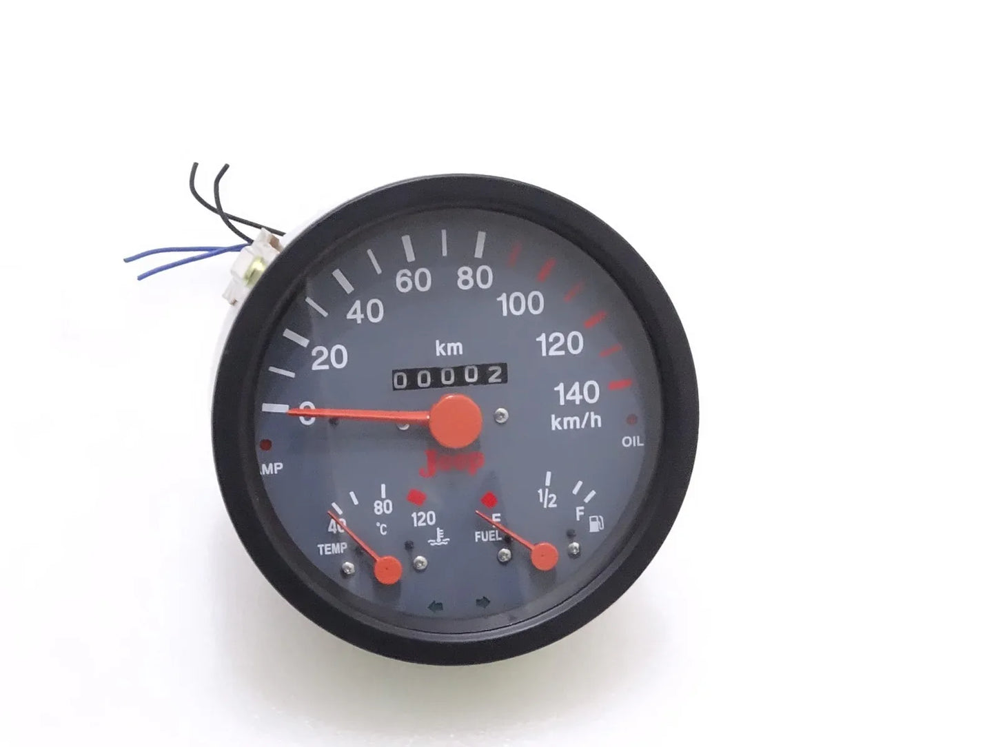 Jeep speedometer gauge with fuel, temperature, amp and oil indicators