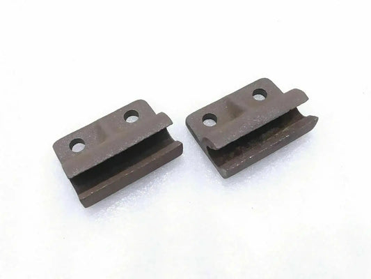 Tailgate door hinges, dark metal, two pieces with mounting holes