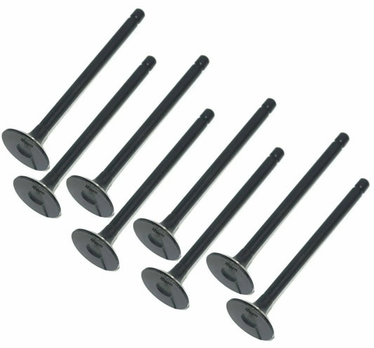 Exhaust engine valves, set of 8 black metal valve stems with round heads