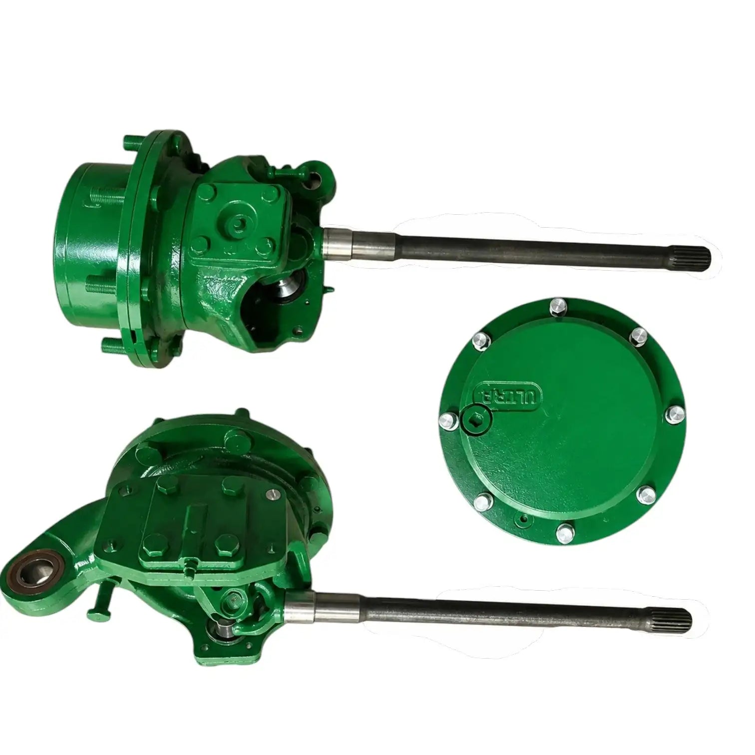 MFWD Outboard Assembly for John Deere model, heavy-duty green steel for reliable tractor performance