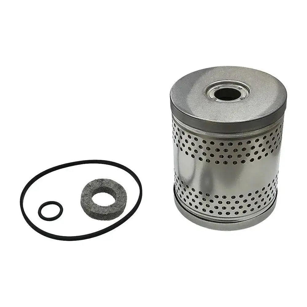 Fuel filter cartridge with perforated metal cylinder and central inlet, includes gasket