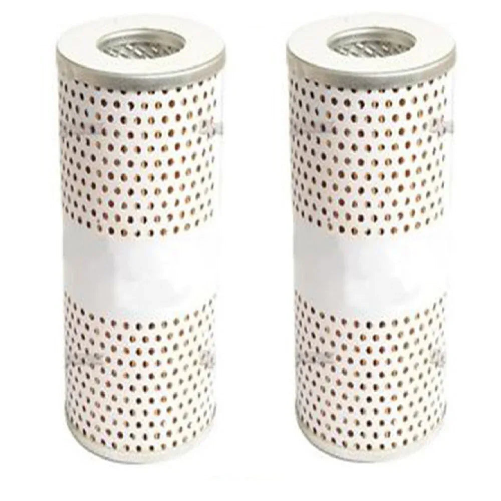 Set of 2 John Deere oil filters, cylindrical design, for heavy-duty machinery maintenance