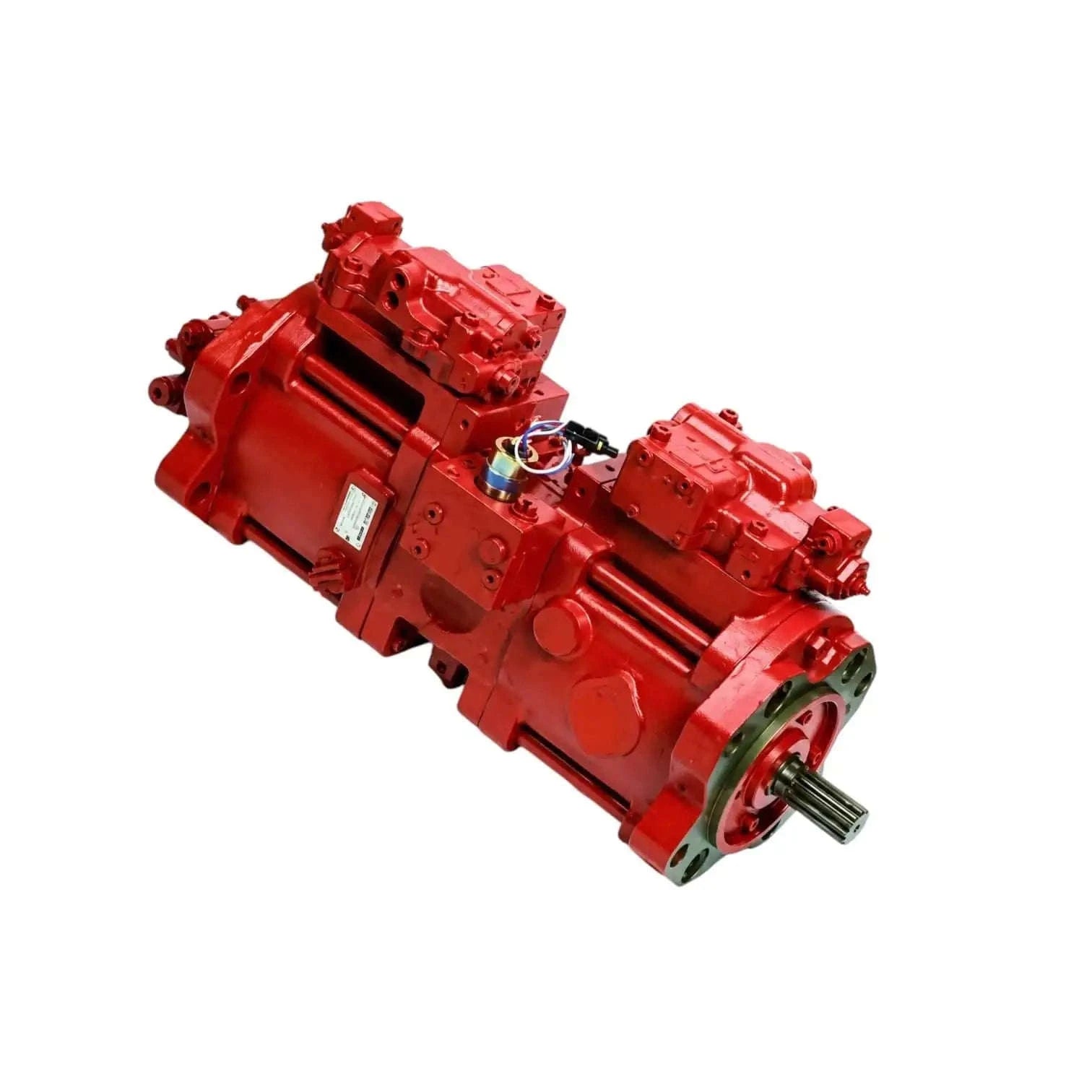 Heavy-duty hydraulic pump assembly with durable red casing for agricultural machines