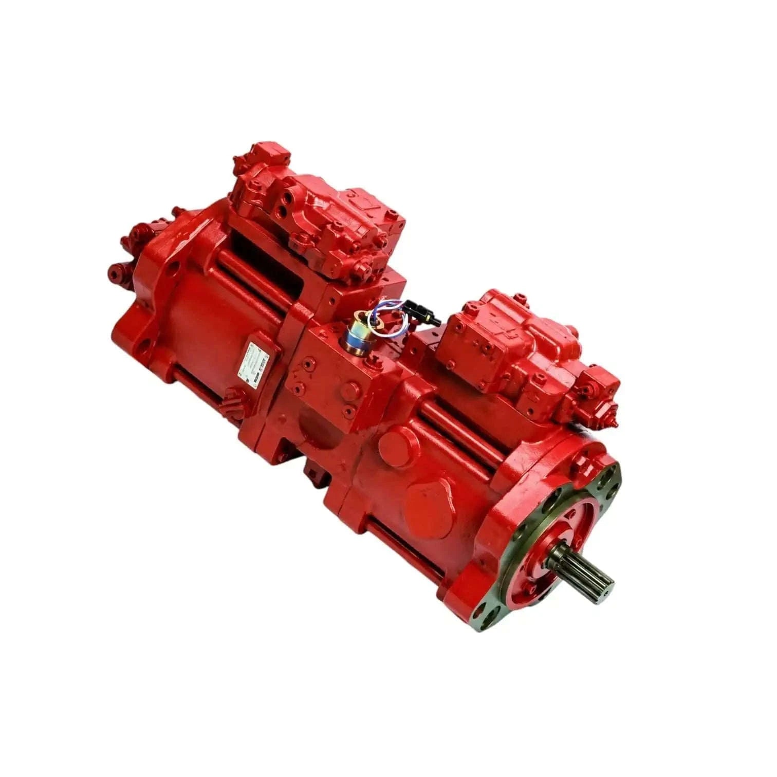 Hydraulic pump assembly, red metal, designed for heavy machinery applications in agricultural tractors