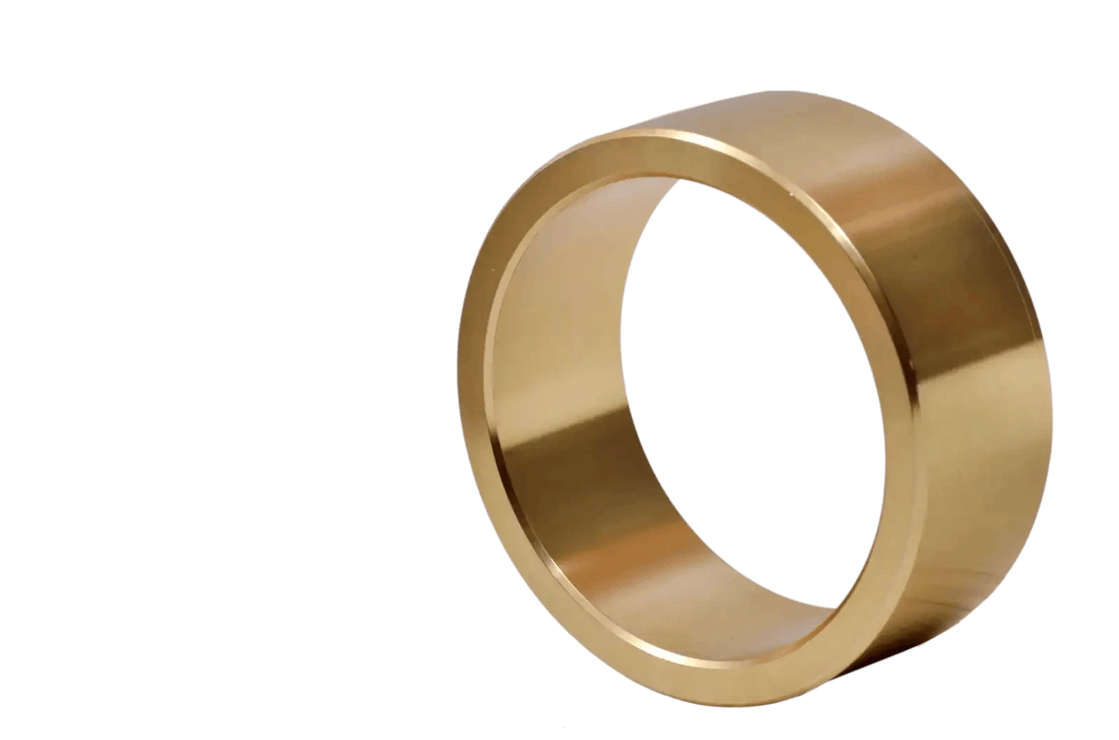 Metal linear bearing ring with circular inner bore, bronze finish
