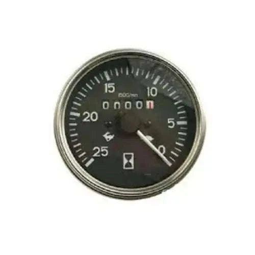 Tractometer gauge with black dial, white scale, chrome bezel