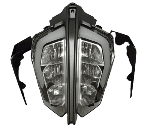 KTM Duke 390 headlight set with integrated side mask for optimal visibility and style