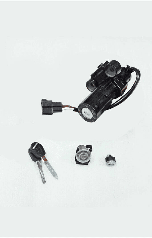 3in1 lock set for KTM Duke with ignition switch, seat lock, and key system components