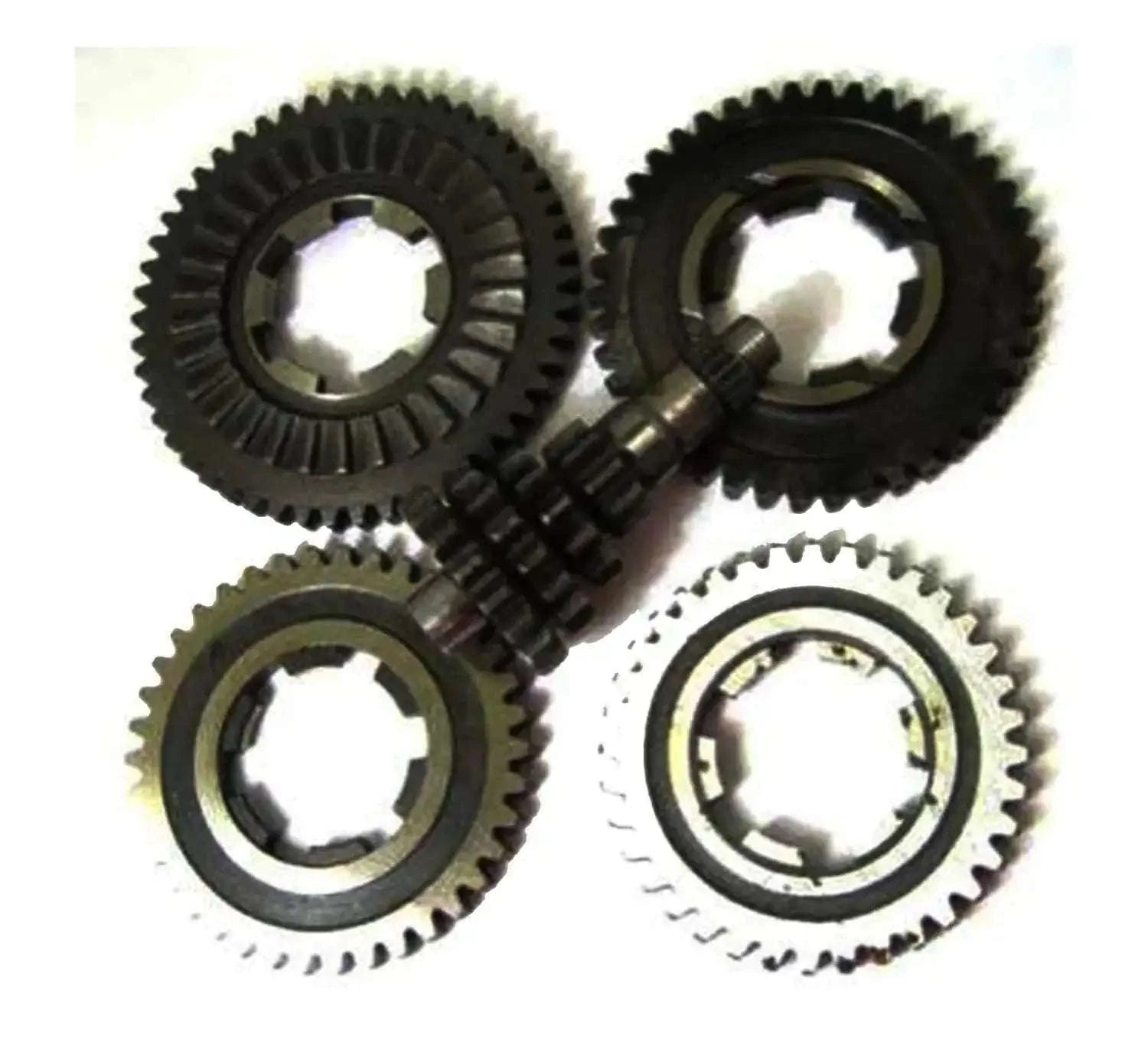 Metal gearbox gear set with cluster gears, ring and sprocket pieces