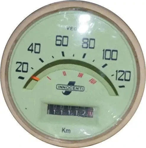 Speedometer, round design, measures up to 120 km/h, suitable for motorcycles and scooters