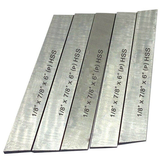 Lathe cut off tool blades in HSS, measuring 1/8 x 7/8 x 6 inches, perfect for precision cutting