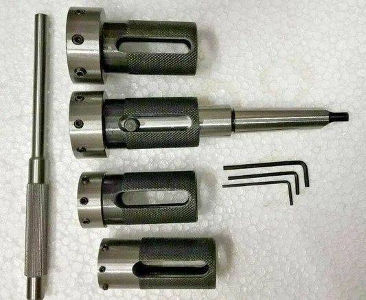 Lathe tailstock die holder set with multiple sizes, steel construction, ideal for precision machining tasks