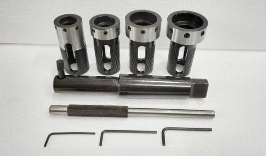 Lathe Tailstock Die Holder Set MT4 with various sizes and adjustable wrenches for precision machining