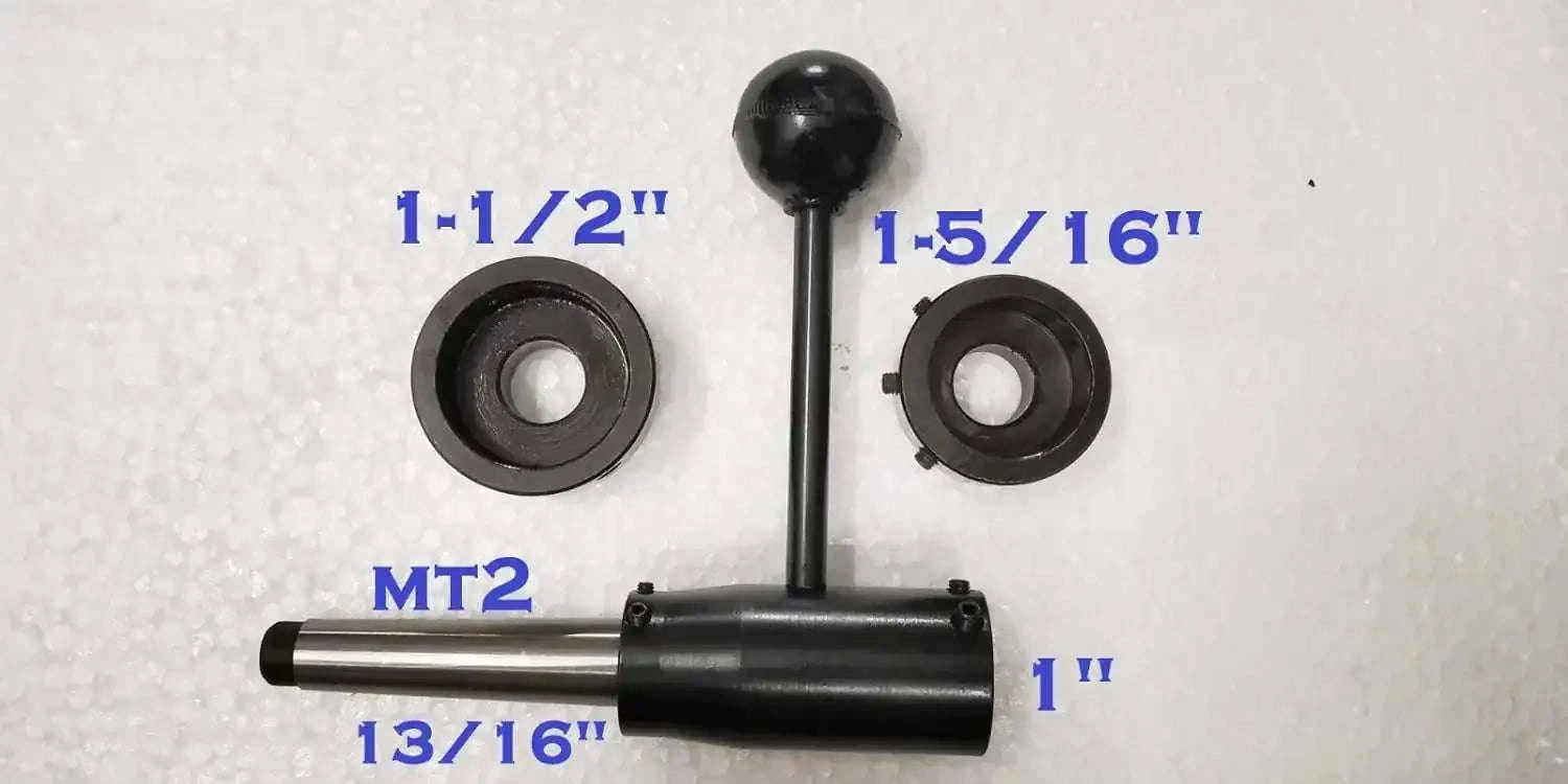 MT2 die holder set with floating head, two die sockets and black metal body