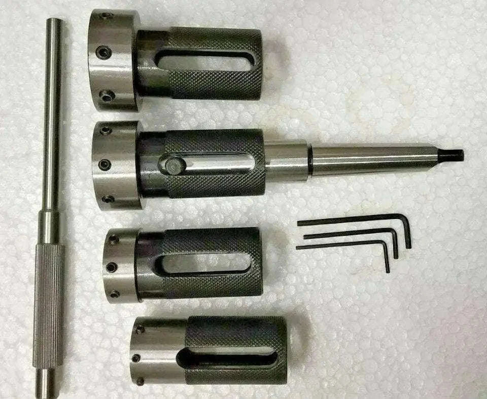 Lathe tailstock die holder set with multiple sizes, steel construction, ideal for precision machining tasks