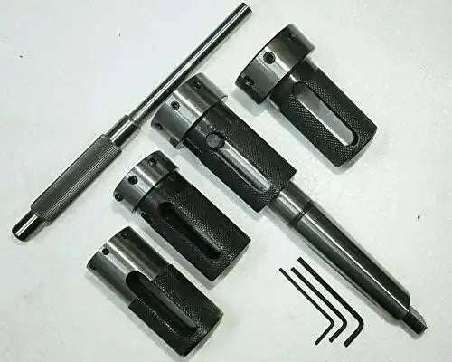 Lathe tailstock die holder set with steel components, designed for standard lathe use and precision machining.
