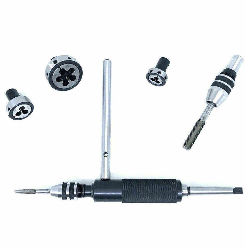 2MT lathe tailstock tap die holder set with various attachments for precision machining tasks
