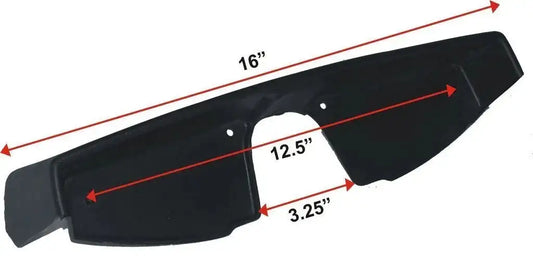 Black front leg shield panel, 16 in long, 12.5 in wide, 3.25 in deep