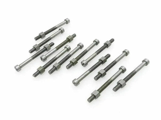 Leaf spring center bolt set, 12-piece hardware with threaded studs and nuts