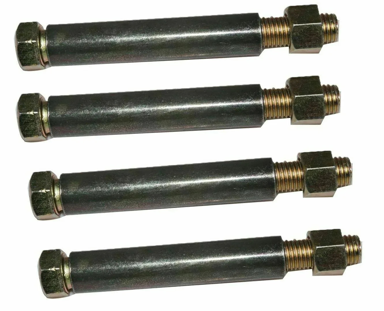 Leaf spring pivot eye bolt and bush set with threaded ends and nuts