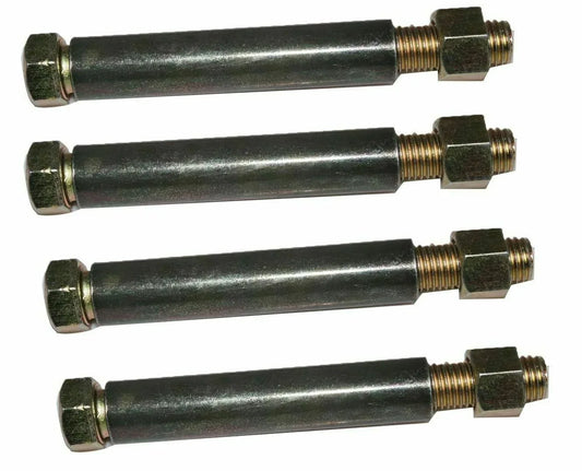Leaf spring pivot eye bolt and bush set with threaded ends and nuts