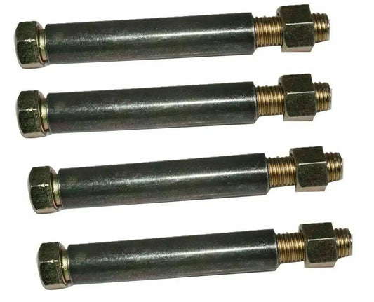 Leaf spring pivot eye bolt and bush set with threaded ends and nuts