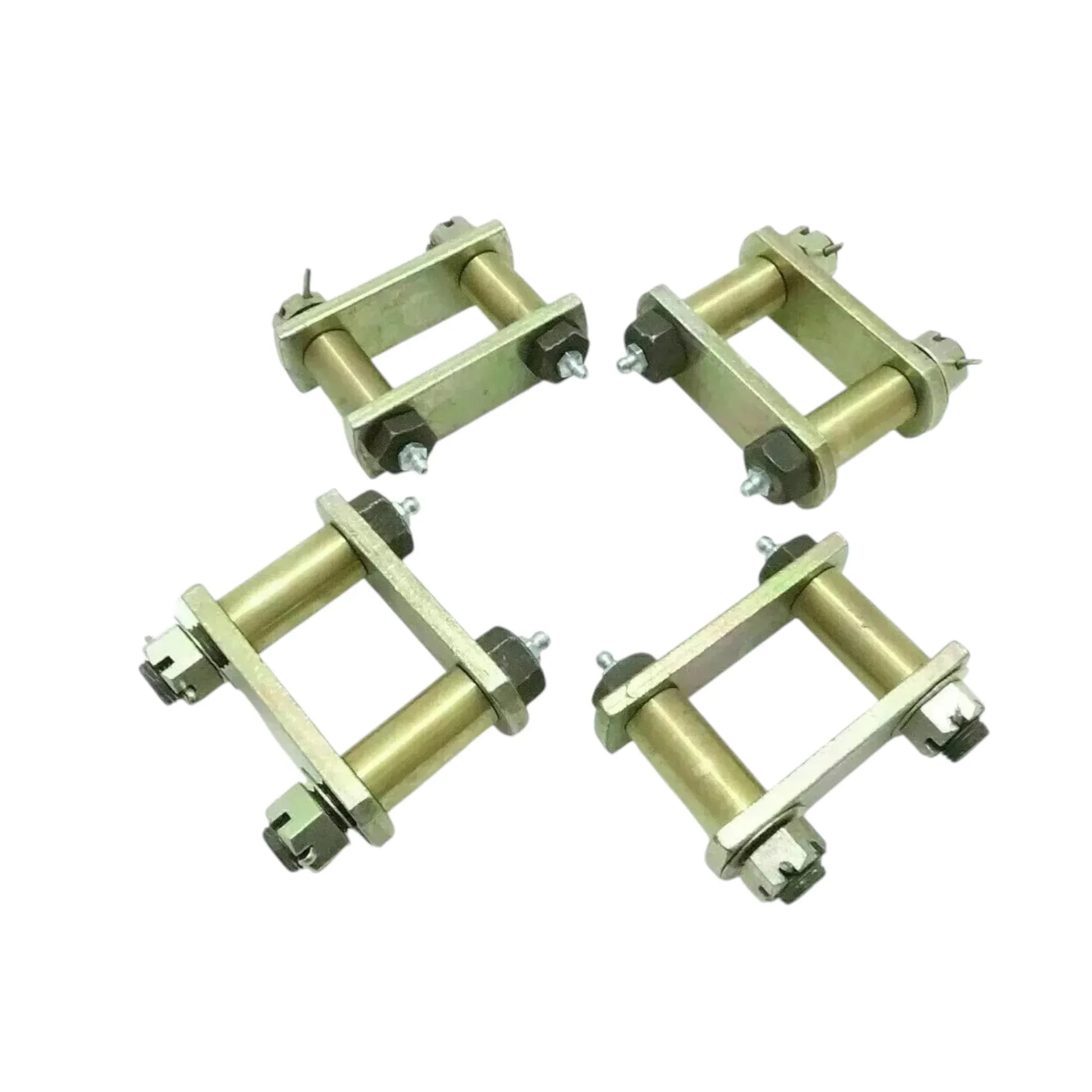 Leaf spring shackle kit, including durable metal shackles and bolts for Jeep suspension upgrades