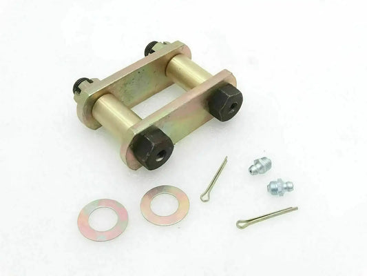 Front leaf spring shackle kit with two shackles and mounting hardware