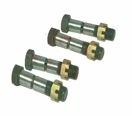 Leaf spring shackle bolt set, 4 steel bolts with threaded shafts and hex heads