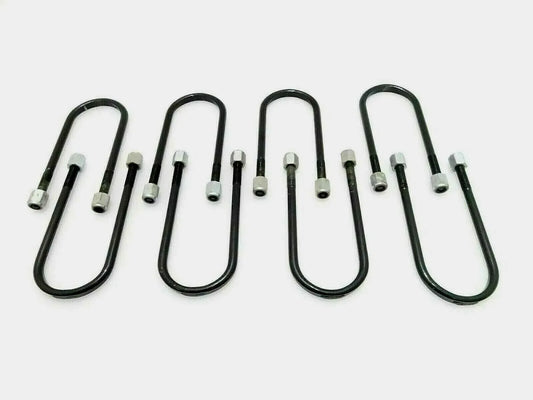 U-bolt clip set of 8 with black U-shaped bars and silver threaded ends