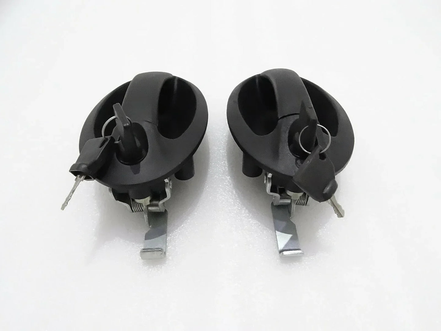 JCB 3CX 4CX lever set door handle, durable black plastic, designed for heavy machinery use