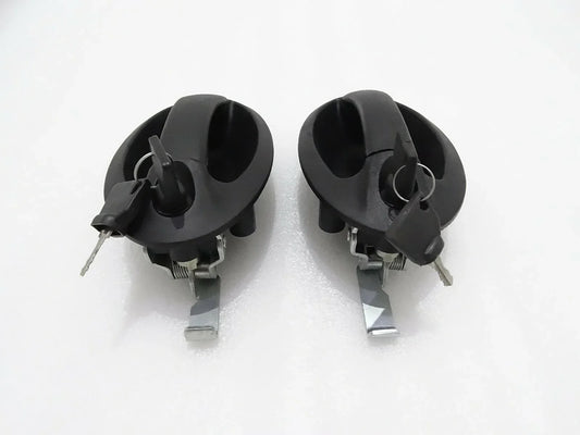JCB 3CX 4CX lever set door handle, durable black plastic, designed for heavy machinery use