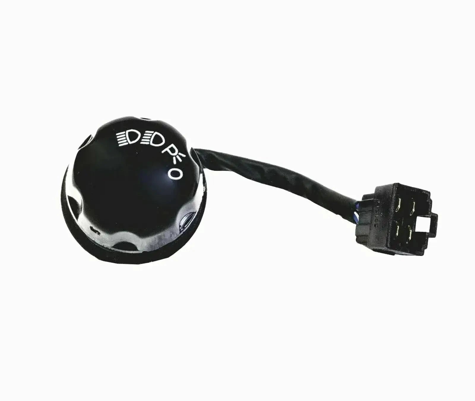 4-wire light switch assembly with black round switch and wire connector