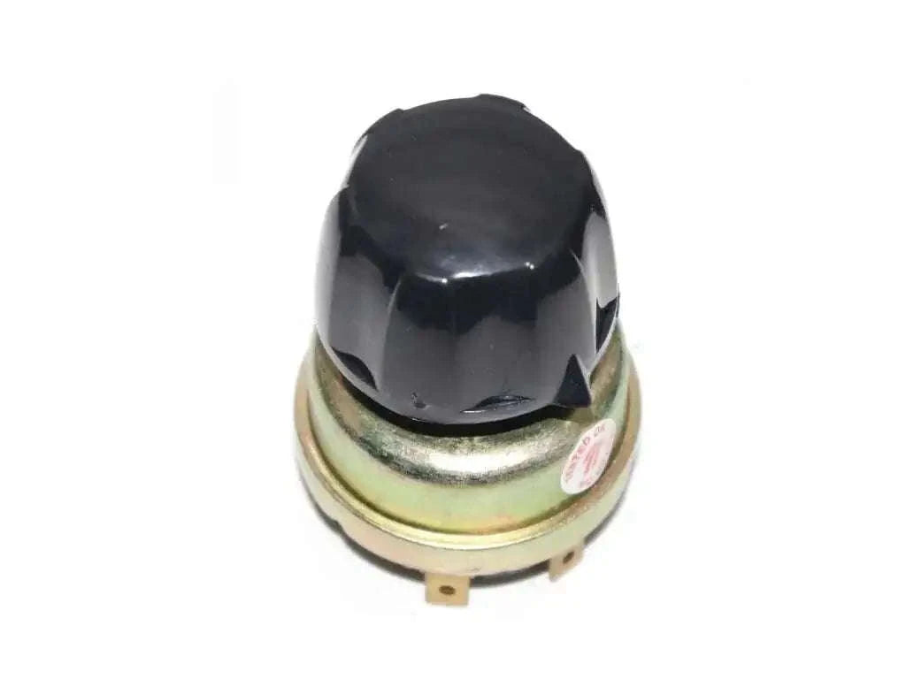 Black dome light switch with round metal base