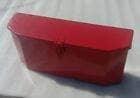 Lockable steel tool box in red, ideal for securely storing tools and accessories