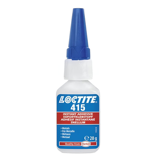 Loctite 415 instant adhesive in a 20g bottle designed for metal bonding and quick repairs